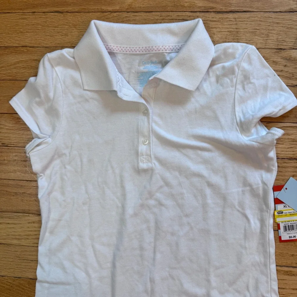 Cat‎ & Jack Girls White Short Sleeve School Uniform Polo Shirt XL 14 NWT